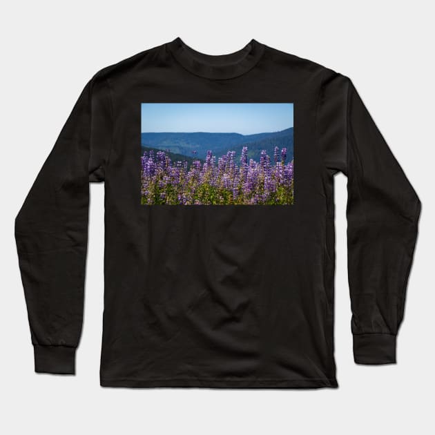 Lupine flowers and mountains Long Sleeve T-Shirt by blossomcophoto